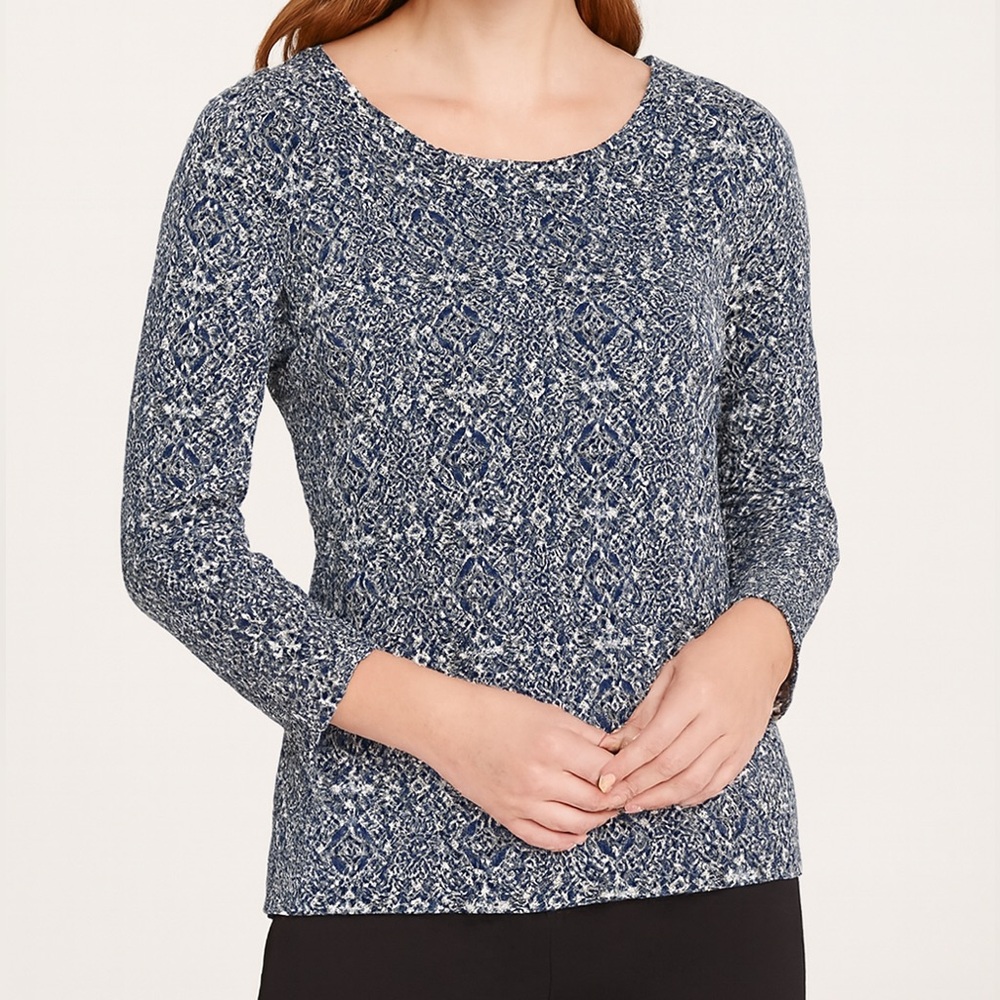 🧣 Jones New York Signature Geometric Snowflake Knit Top - Size S